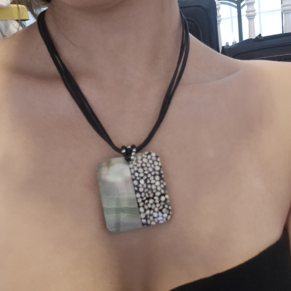 Brown and Silver Multicolored Pendant Necklace